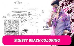 Coastal Sunset Coloring Art